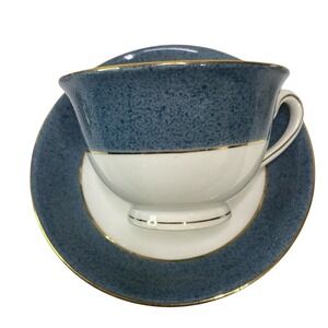 VTG Nikko Double Phoenix Ironstone Riviera Slate Blue Set‎ of  6 Cups 5 Saucers